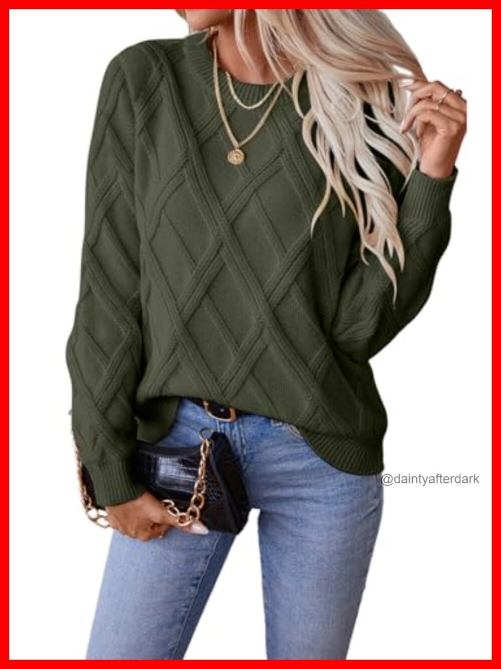 Cable Knit Crewneck Long Sleeve Pullover Sweater